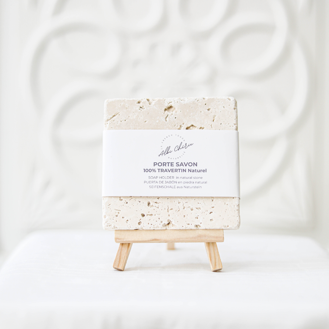 Porte savon en pierre naturel beige clair