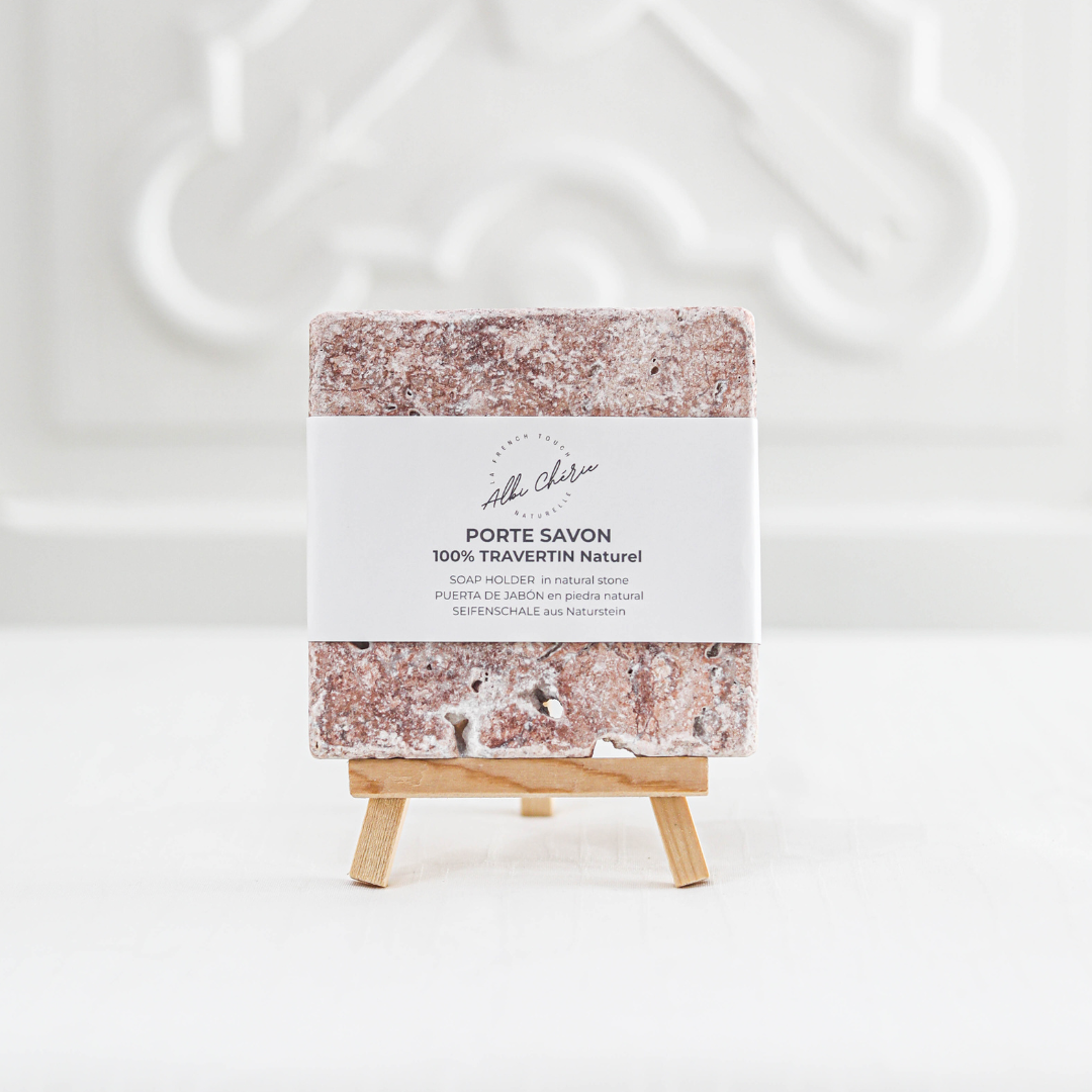 Porte savon en pierre naturel rose